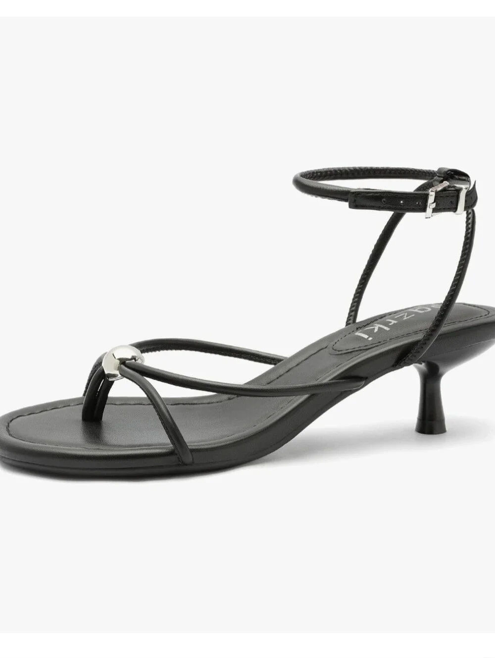 NIB Sqzrkj Strappy Black Kitten Heel Shoes - Size 8